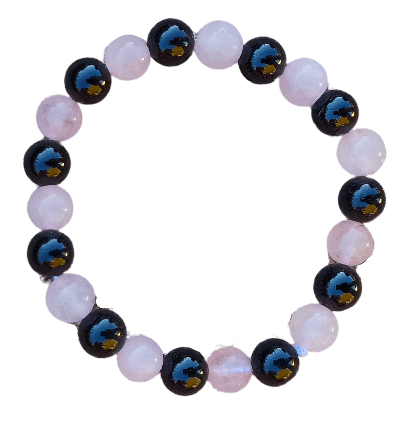 Bracelet Quart Rose et Obsidienne